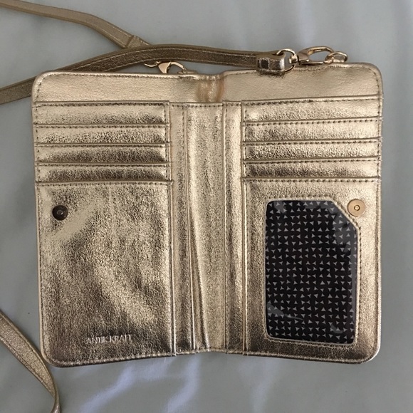 Antik Kraft Metallic Gold Wallet, Phone Clutch - Picture 3 of 7
